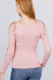 Long Sleeve W/Strappy Detail Round Neck Rib Sweater Top​​​