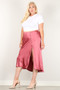 Solid High-Waist Skirt With Button Trim And Side Slit