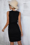Solid Drawstring Waist Ruched Sleeveless Mid Dress