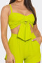Front Oversized Bow Twisted Tie Top And Shorts Set​