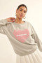 Vintage-Style Heart Graphic Print French Terry Knit Sweatshirt