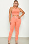Plus Size Crop Tank Top & Ruched Pants Set​​​​
