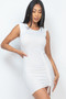 Sleeveless Shoulder Pad Drawstring Ruched Mini Dress​