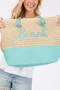 Color Sewn Rope Beach Letter And Strap Crochet Fabric Tote
