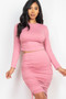 Ruched Side Crop Top & Drawstring Skirt Set​