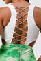 White Sleeveless Top With Detachable Rhinestone Cross Open Back With Bodycon Tie Dye Ruched Mini Dress​​