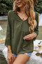 Swiss Dot Lace Splicing Sleeve V Neck Blouse