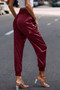 High Waist Trousers Pocket Satin Jogger Pants
