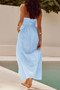 Halter Solid Pockets Sleeveless A Line Long Dress