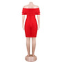 The Red Dress High Sense Party Off Shoulder Bandage Dress