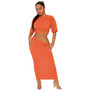 Women's Sexy Fashion Round Neck Short Sleeve Top Midi Skirt Two-Piece Set Women's Clothing