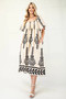 Printed Midi Dress With Short Puff Sleeves​​