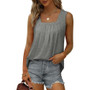 Women's Pleated Square Neck Sleeveless Tank Top T-Shirt Women