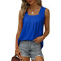 Women's Pleated Square Neck Sleeveless Tank Top T-Shirt Women