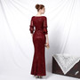 Formal Party Chic Elegant Long Half-Sleeve Sequined Queen Mermaid Evening Gown