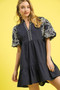 Umgee Tiered Embroidered Puff Sleeve Mini Dress