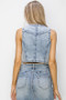 RISEN Button Down Crop Denim Vest