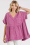 Mittoshop Mineral Wash Gauze Babydoll V-Neck Oversized Blouse