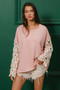 BiBi French Terry Crochet Sleeve Top