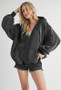 Aemi+Co Exposed Seam Zip Up Drawstring Hooded Jacket