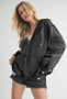 Aemi+Co Exposed Seam Zip Up Drawstring Hooded Jacket