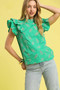 Umgee Eyelet Ruffle Cap Sleeve Blouse
