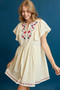 Umgee Embroidered Floral Flutter Sleeve Mini Dress