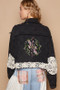 POL Crochet Patch Embroidered Button Up Jacket