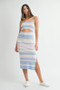 MABLE Multi Color Striped Front Cutout Knit Midi Dress