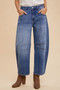 Annie Wear Mid Rise Barrel Leg Jeans with Pockets