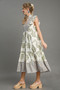Umgee Full Size Mixed Print Ruffle Cap Sleeve Midi Dress Plus Size