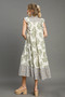 Umgee Full Size Mixed Print Ruffle Cap Sleeve Midi Dress Plus Size