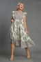 Umgee Full Size Mixed Print Ruffle Cap Sleeve Midi Dress Plus Size