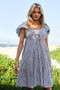 Davi & Dani Jacquard V-Neck Flutter Cap Sleeve Tiered Dress