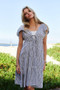 Davi & Dani Jacquard V-Neck Flutter Cap Sleeve Tiered Dress