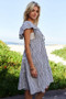 Davi & Dani Jacquard V-Neck Flutter Cap Sleeve Tiered Dress