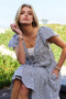 Davi & Dani Jacquard V-Neck Flutter Cap Sleeve Tiered Dress