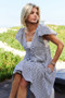 Davi & Dani Jacquard V-Neck Flutter Cap Sleeve Tiered Dress