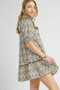 Umgee Ruffled Printed Puff Sleeve Mini Dress