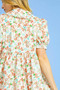 Umgee Floral Print Puff Sleeve Tie Front Mini Dress