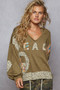 POL Peace Patch Floral Long Sleeve Hoodie