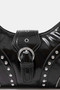 Fame Faux Leather Studded Trim Shoulder Bag