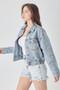 RISEN Full Size Button Down Cropped Denim Jacket