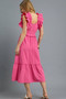 Umgee V-Neck Ruffled Cap Sleeve Midi Dress