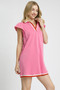 Umgee Contrast Trim Cap Sleeve Mini Dress