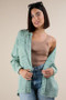 VERY J Mineral Washed Gauze Button Down Shirt