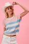 BiBi Stripes Lightweight Short Sleeve Sweater