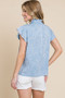 Lime 'N' Chili Mineral Wash Flutter Sleeve Button Down Shirt