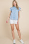 Lime 'N' Chili Mineral Wash Flutter Sleeve Button Down Shirt