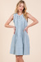 Lime 'N' Chili Denim Pintuck Detail Sleeveless Midi Dress